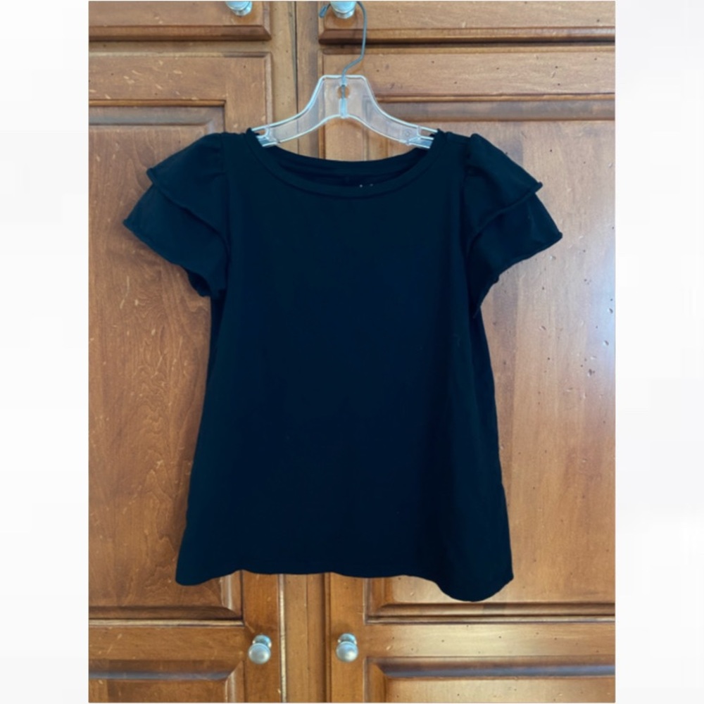 Black short sleeve top with layer frilled sleeves